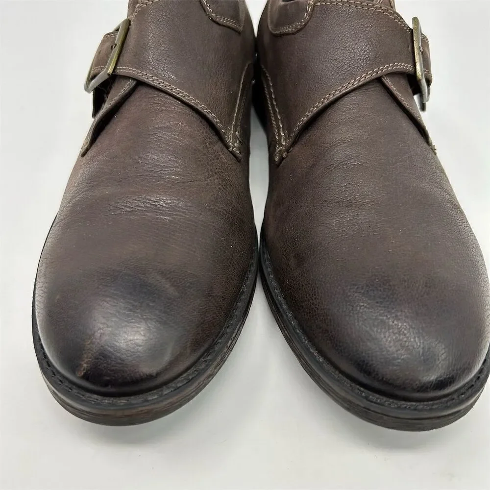Clarks Delsin Stride Men's Brown Leather Monk Strap Loafer Dress Shoes Size 11 M